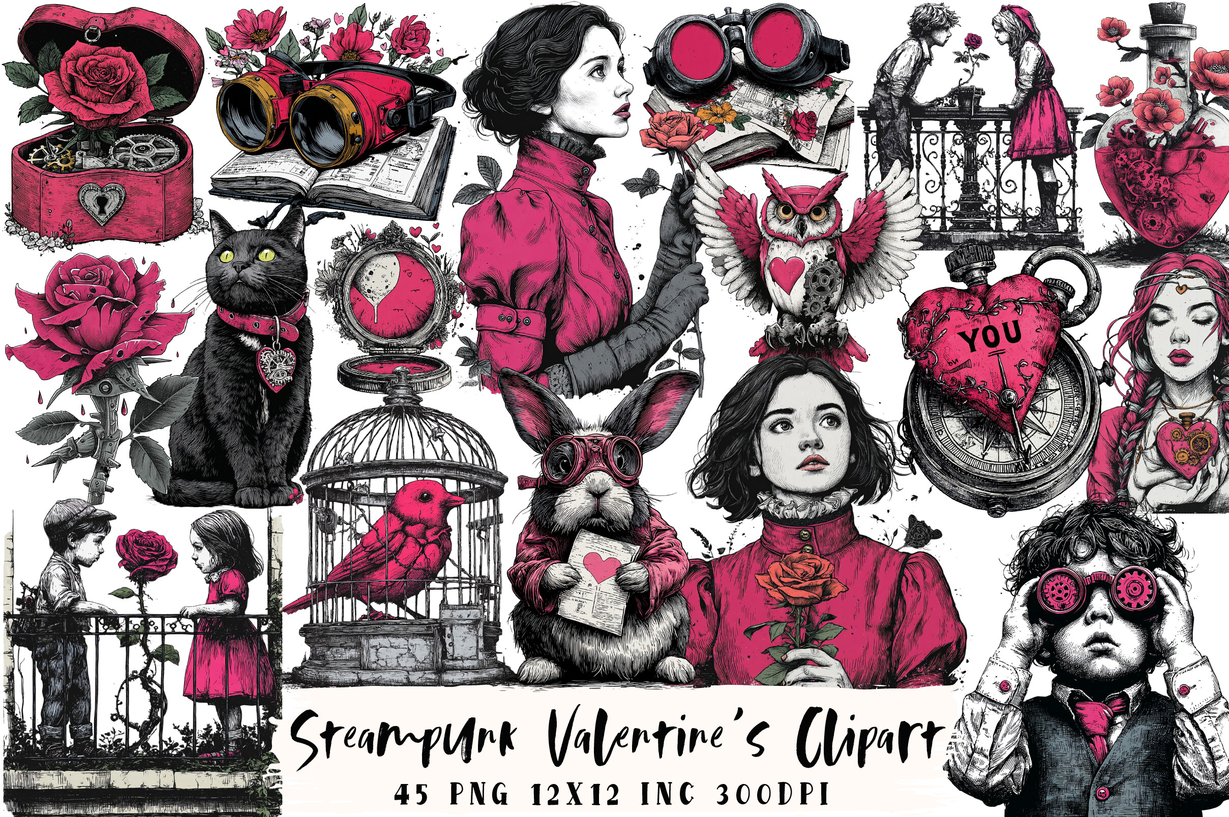 Steampunk Valentine's Clipart