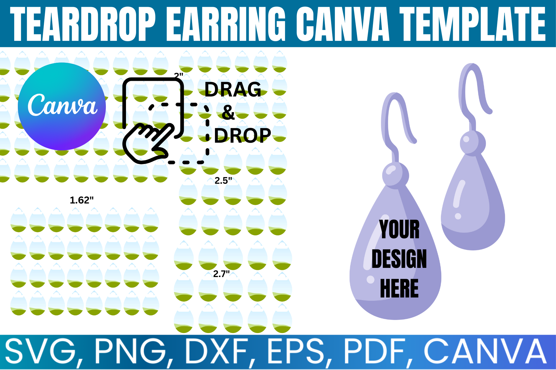 Teardrop Earring Template SVG
