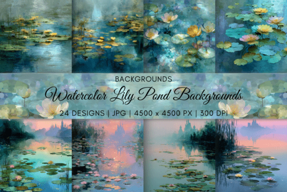 Watercolor Lily Pond Backgrounds