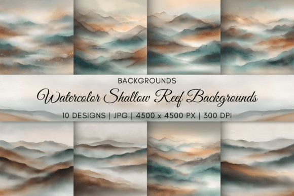 Watercolor Teal Mountain Backgrounds