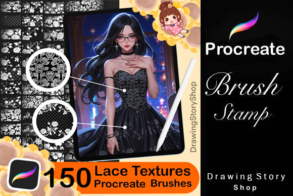 150 Procreate Lace Texture Brushes