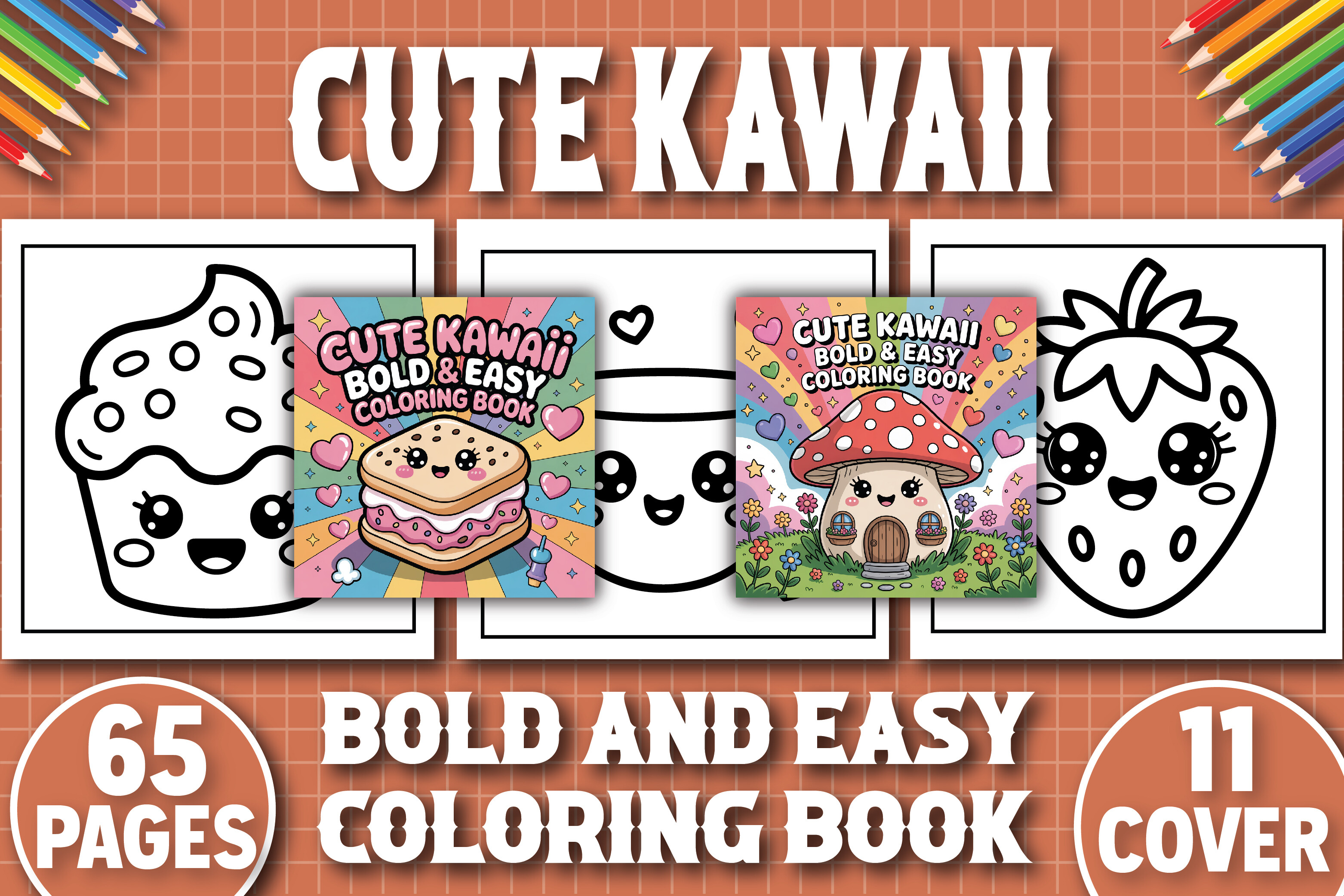 Bold & Easy Cute Kawaii Coloring Pages