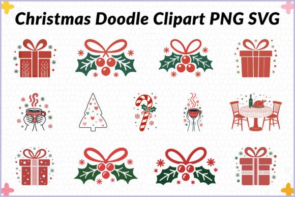 Christmas Doodle Clipart SVG PNG Bundle