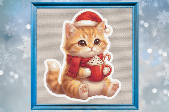 Cute Christmas Kitten with Cocoa