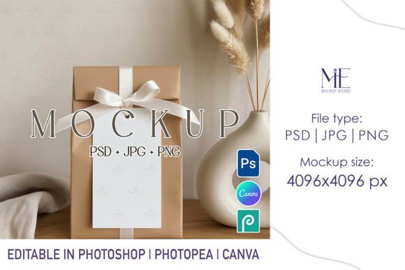 Gift Tag Minimalist Holiday Label Mockup
