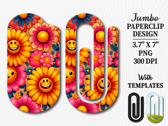 Groovy Flower Smile Jumbo Paperclip
