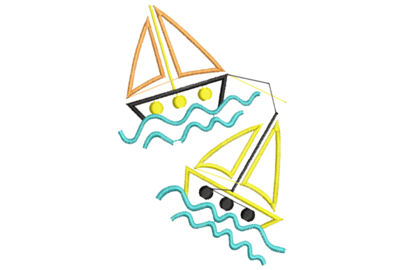 Kids Sailboats Embroidery Design Babys und Kinder Stickereidesign Von Stitched Dreams