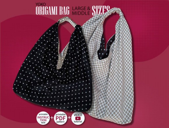 Origami Bag Pattern 2 Sizes Hobo Bag