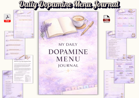 The Daily Dopamine Menu Journal Graphic KDP Interiors By Nora as