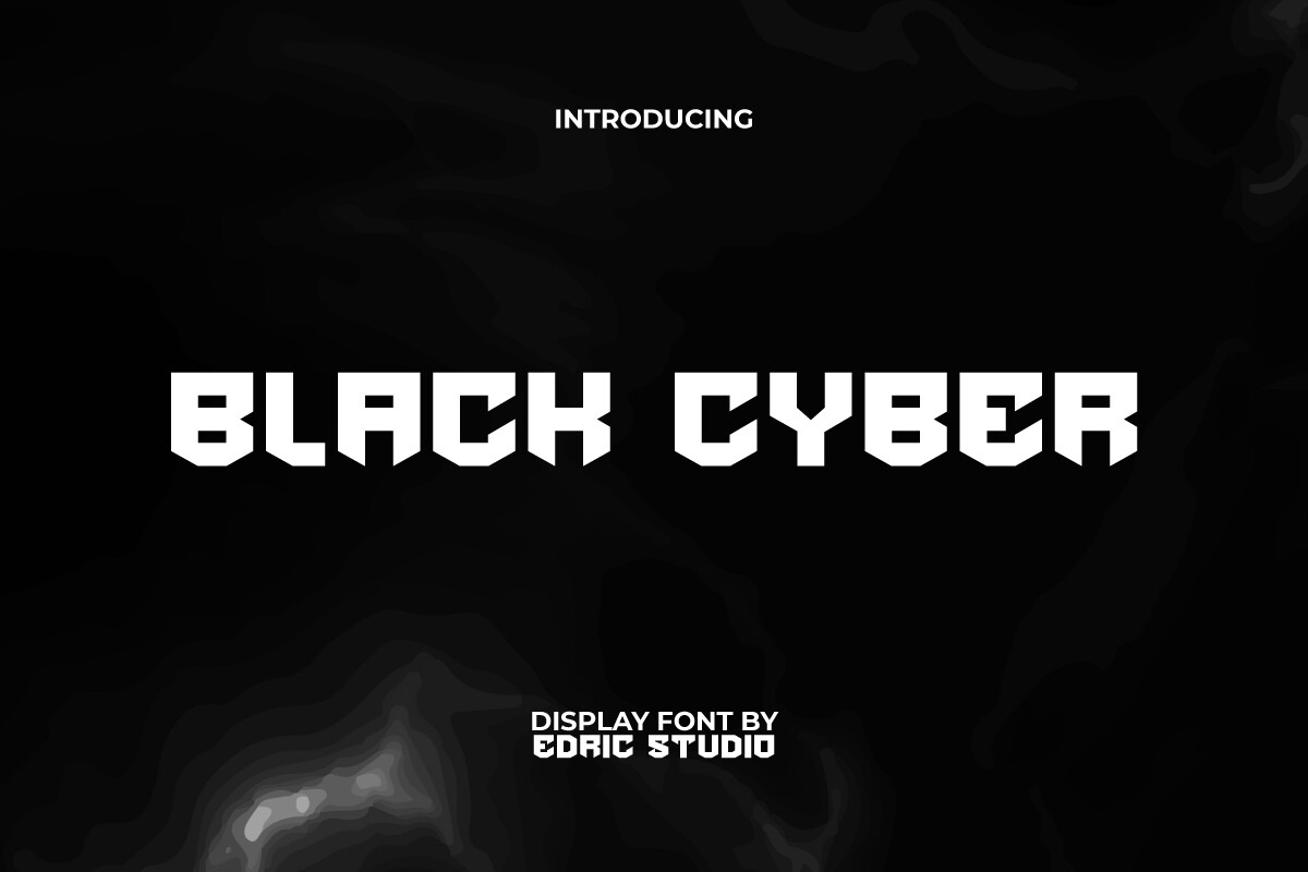 Black Cyber font preview in a heavy cyber style
