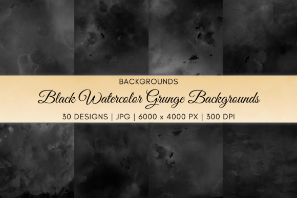 Black Watercolor Grunge Backgrounds