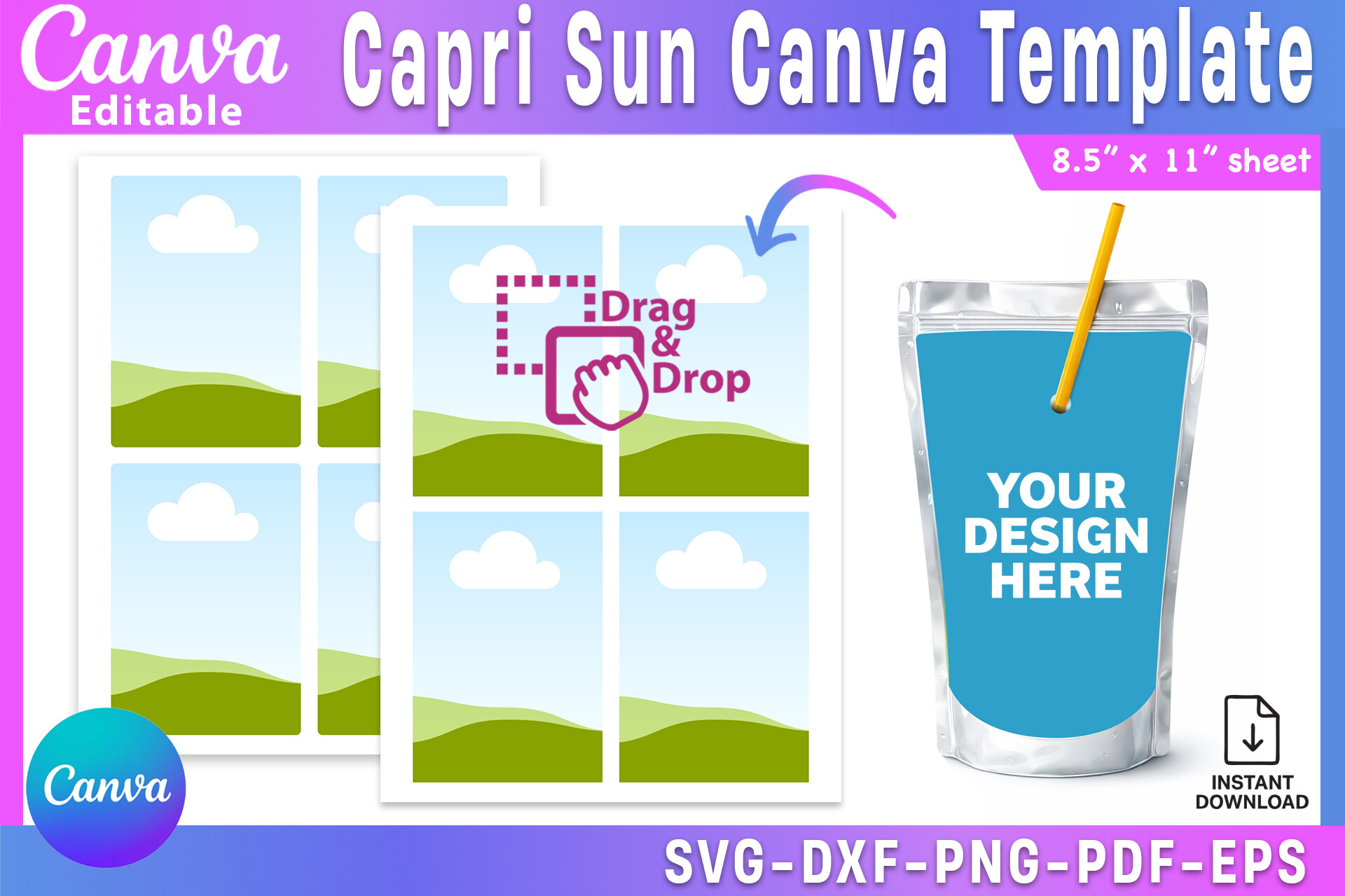 Capri Sun Canva Template, Capri Template