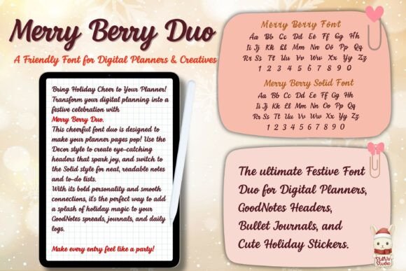 Merry Berry Duo Font PNG with transparent background - Preview 3
