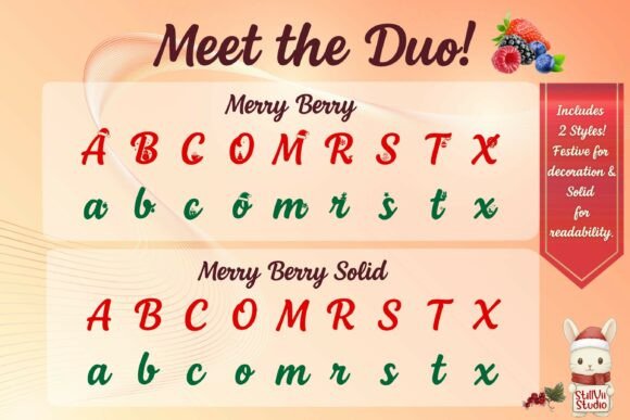 Merry Berry Duo Font PNG with transparent background - Preview 6