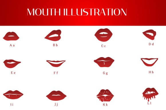 Mouth Illustration Font PNG with transparent background - Preview 1