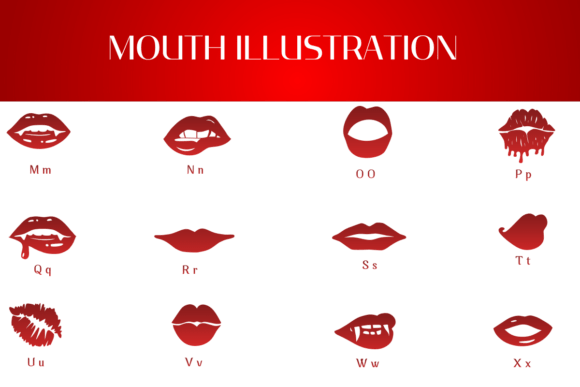 Mouth Illustration Font PNG with transparent background - Preview 2