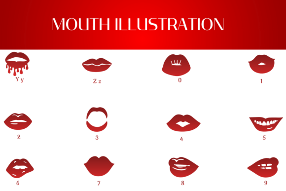 Mouth Illustration Font PNG with transparent background - Preview 3