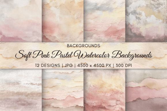 Soft Pink Pastel Watercolor Backgrounds Grafika Tła Przez Artistic Wisdom