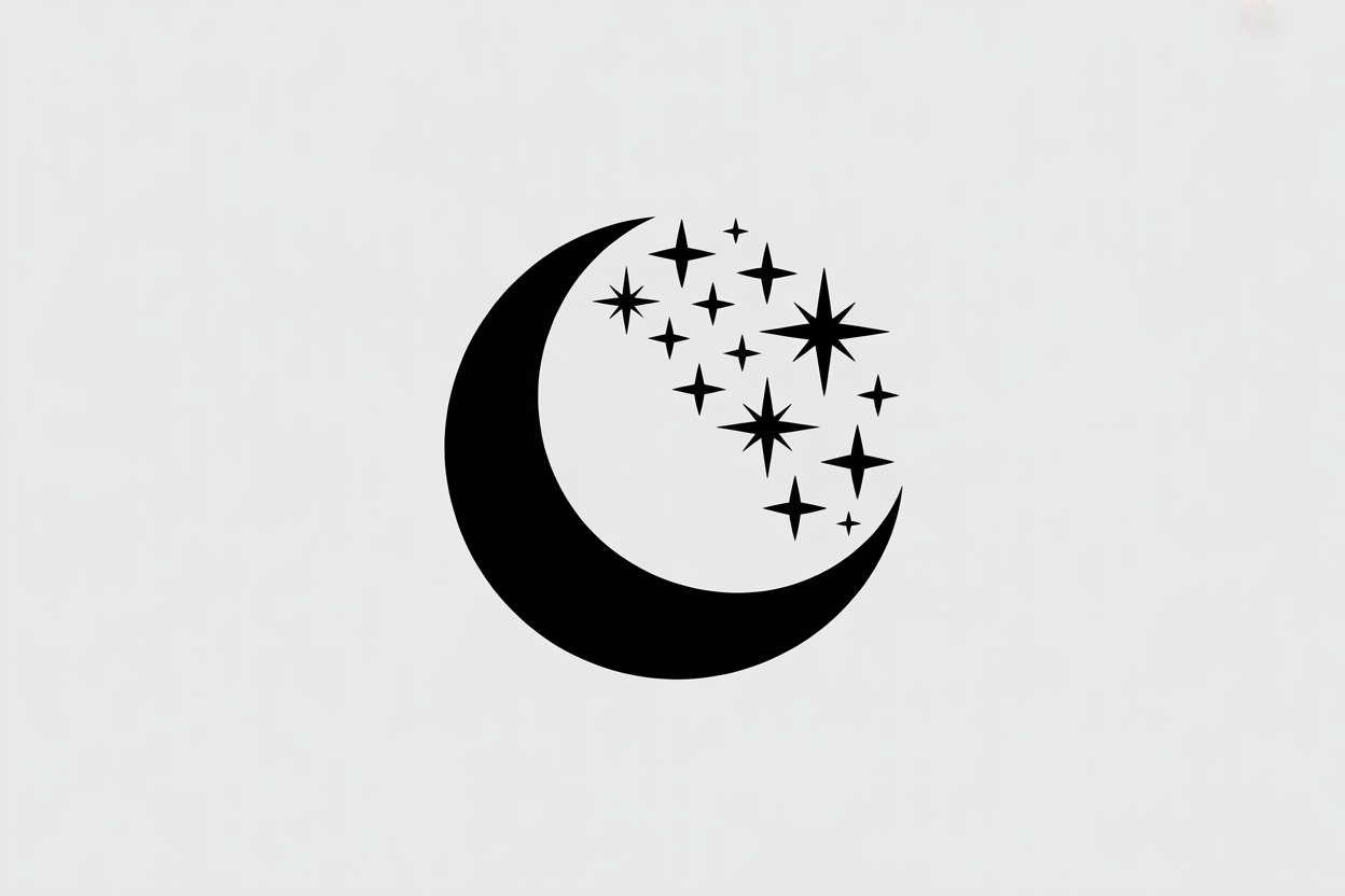 Silhouette Crescent Moons Stars Dots