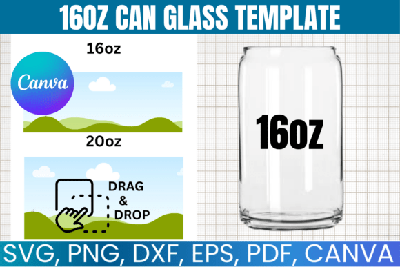 16oz Can Glass Sublimation Template
