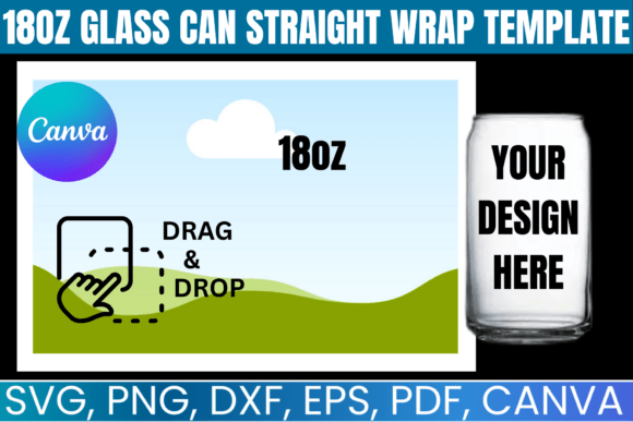 18oz Glass Can Wrap Canva Template