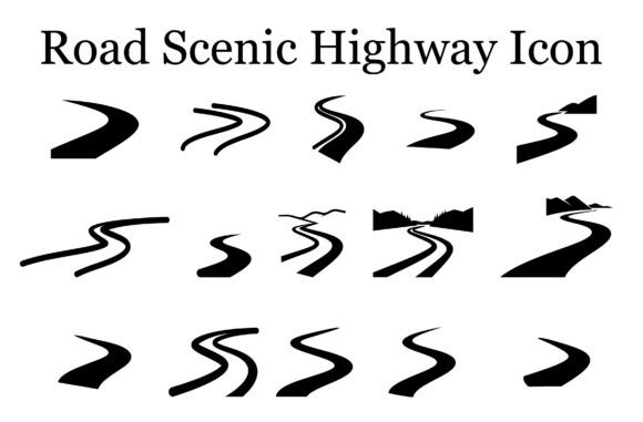 Road Scenic Highway Icons Bundle Graphics