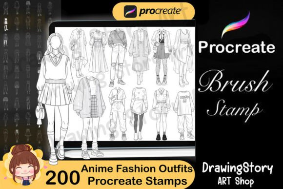 200 Anime Korean Fashion Outfit Stamps