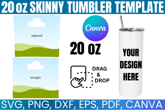 20oz Skinny Tumbler Canva Template