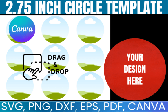 2.75 inch circle Canva template for buttons and stickers