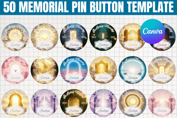 50 Memorial Pin Button Templates
