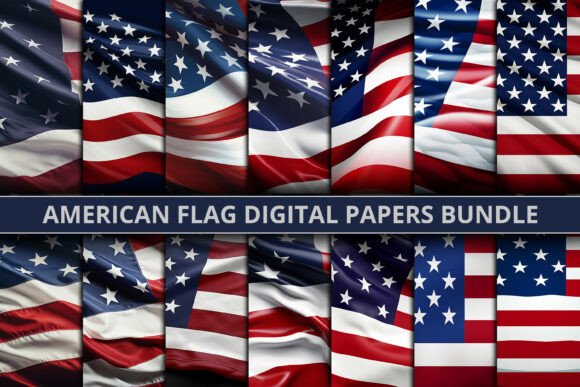 American Flag Digital Papers Bundle