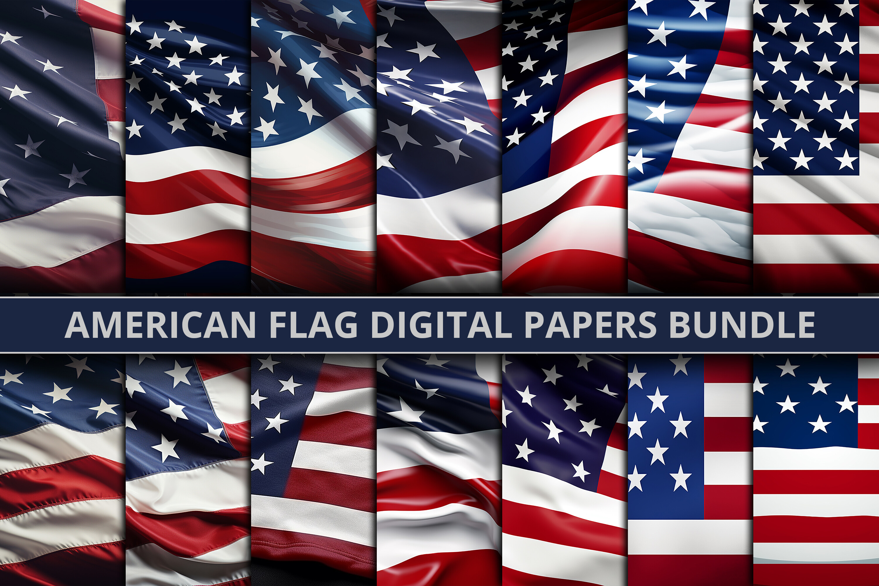 American Flag Digital Papers Bundle