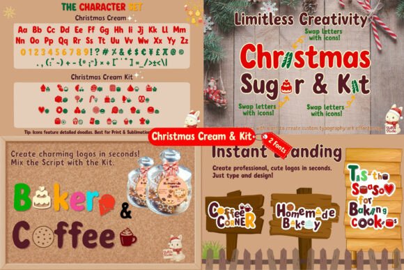 Christmas Font Bundle Font PNG with transparent background - Preview 4