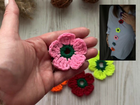 Crochet Pattern Flower Button PDF Video