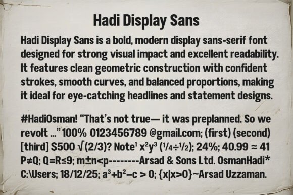 Hadi Display Sans Font PNG with transparent background - Preview 2