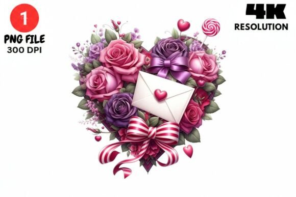 Heart Roses Love Letter PNG Clipart