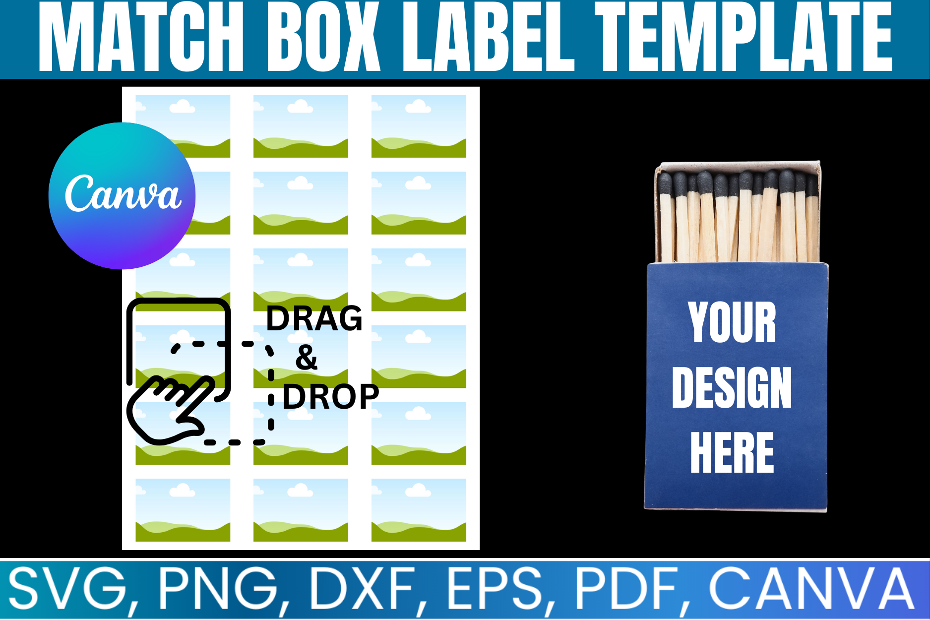 Match Box Label Canva Template