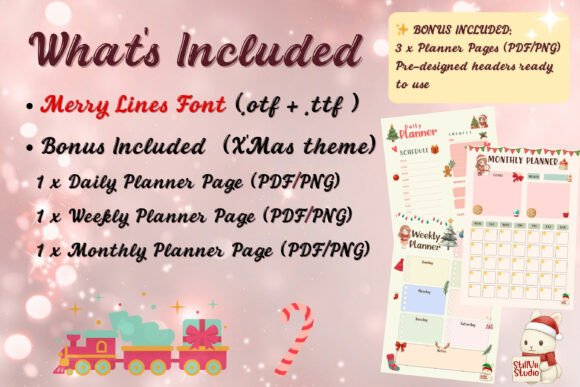 Merry Lines Font PNG with transparent background - Preview 3