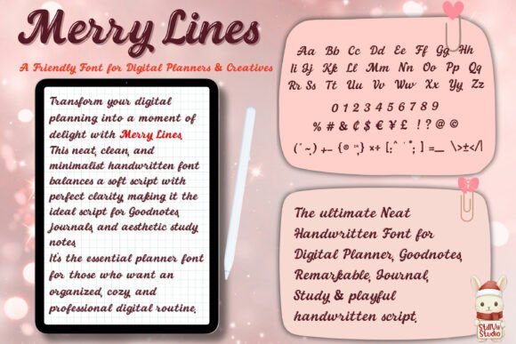 Merry Lines Font PNG with transparent background - Preview 5