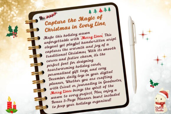 Merry Lines Font PNG with transparent background - Preview 6