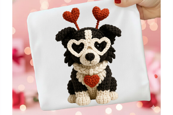 Puppy Border Collie Crochet Yarn PNG