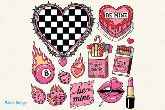 Retro Pink Edgy Valentine PNG