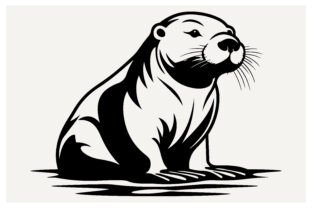 River Animal Otter Silhouette, Vector