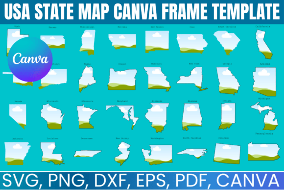 USA State MAP Canva Frame Template