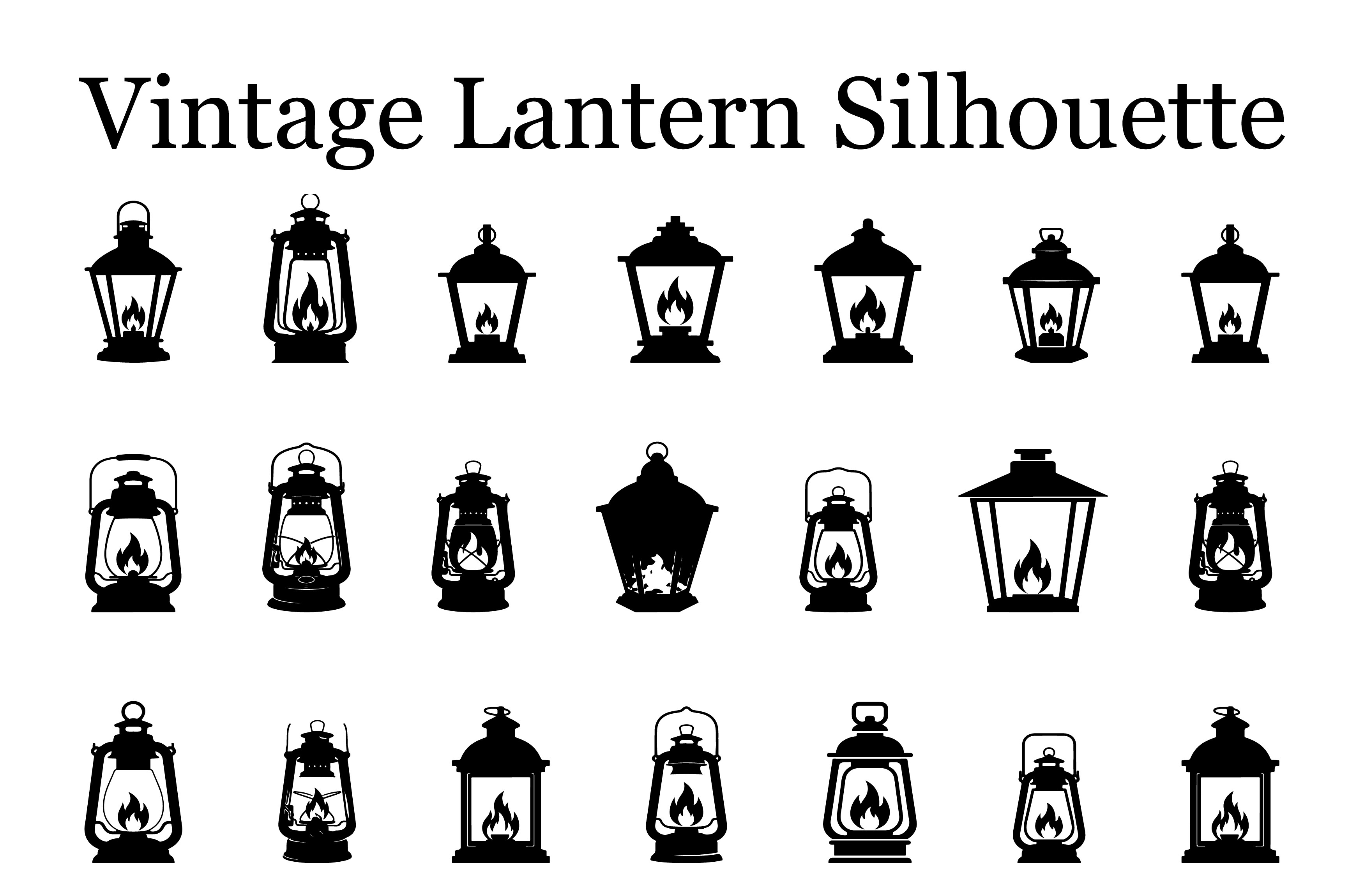 Vintage Lantern Silhouette Bundle