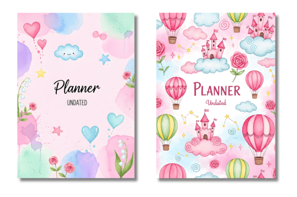 Whimsical Pink Digital Planner Covers