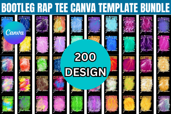 200 Bootleg Rap Tee Canva Template