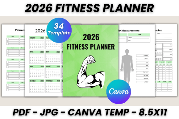 2026 Fitness Planner Canva Template