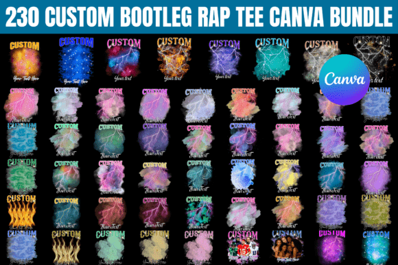 230 Custom Bootleg Rap Tee Canva Bundle