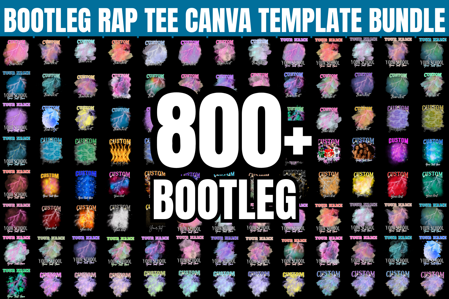 800+ Canva Bootleg Rap Tee Bundle